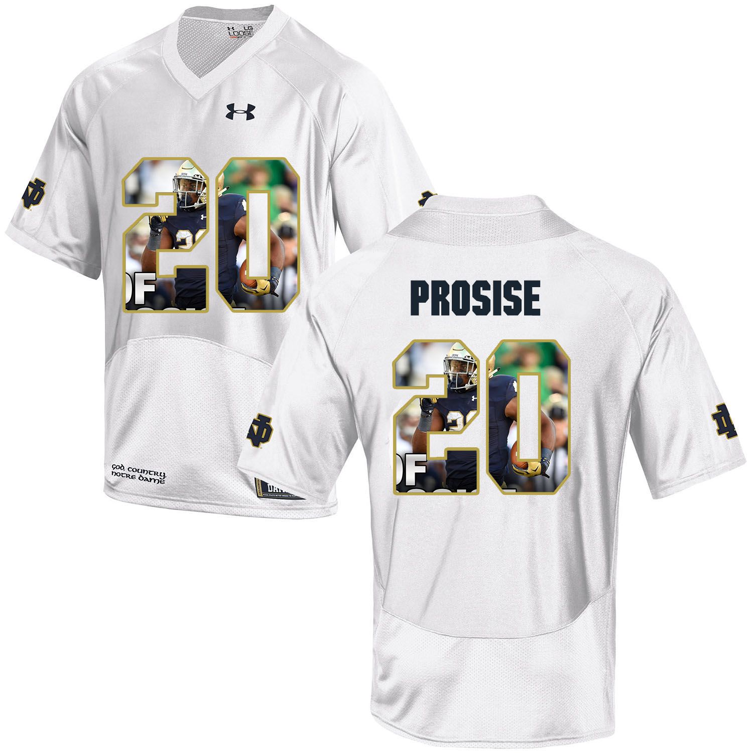 Men Norte Dame Fighting Irish 20 Prosise White Fashion Edition Customized NCAA Jerseys